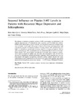 prikaz prve stranice dokumenta Seasonal influence on platelet 5-HT levels in patients with recurrent major depression and schizophrenia