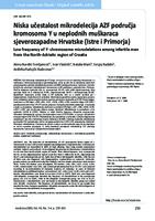 prikaz prve stranice dokumenta Niska učestalost mikrodelecija AZF područja kromosoma Y u neplodnih muškaraca sjeverozapadne Hrvatske (Istre i Primorja)