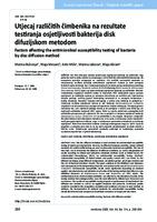 prikaz prve stranice dokumenta Utjecaj različitih čimbenika na rezultate testiranja osjetljivosti bakterija disk difuzijskom metodom