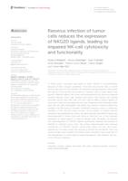 prikaz prve stranice dokumenta Reovirus infection of tumor cells reduces the expression of NKG2D ligands, leading to impaired NK-cell cytotoxicity and functionality