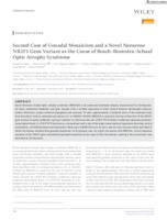 prikaz prve stranice dokumenta                     Second Case of Gonadal Mosaicism and a Novel Nonsense                     NR2F1                     Gene Variant as the Cause of Bosch–Boonstra–Schaaf Optic Atrophy Syndrome                   