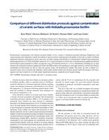 prikaz prve stranice dokumenta Comparison of different disinfection protocols against contamination of ceramic surfaces with Klebsiella pneumoniae biofilm