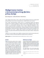 prikaz prve stranice dokumenta Maligni tumor testisa u šesnaestomjesečnog dječaka: prikaz slučaja